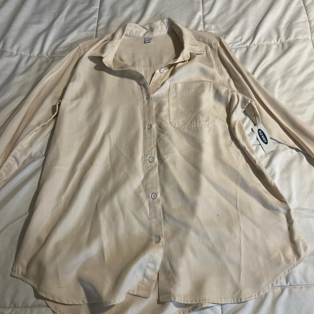 Old navy oversized boyfriend cream button down top